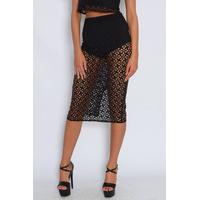 Black Laser Cut Illusion Skirt