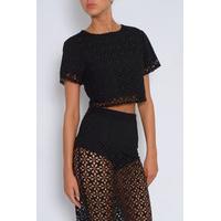 black laser cut crop top