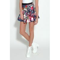 Blue Floral Skater Skirt