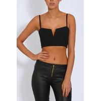 Black Plunge Crop Top