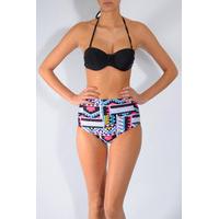 Black Aztec Printed High Waist Bikini