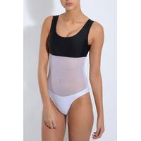 Black and White Panelled Mesh Swimsuit