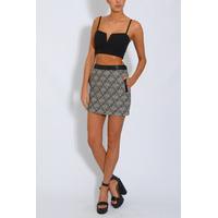 Black And Grey Aztec Mini Skirt