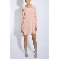 Blush Chiffon Frill Sleeve Dress