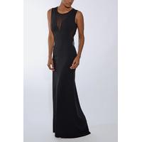 black mesh panel cut out maxi dress