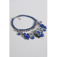 Blue Floral Jewel Collar Necklace