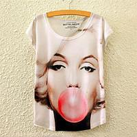 ble womens round neck 3d t shirt cotton blends short sleeve