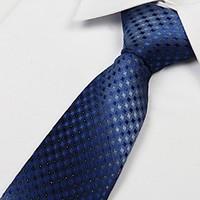 Blue Rhombic Pattern Polyester Yarn Arrow Type Tie Necktie