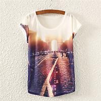 ble womens round neck 3d t shirt cotton blends short sleeve