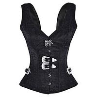 Black 12 Steel Bone Brocade Vested Corset