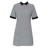 black and white check shift dress