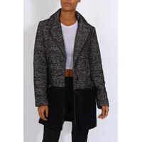 Black And Grey Wool Mix Coat