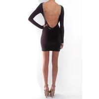 Black Dimante Drape Back Dress