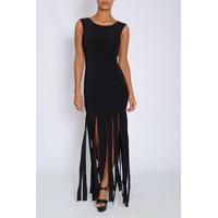 black fringe maxi dress