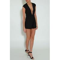 Black Plunge Neck Playsuit