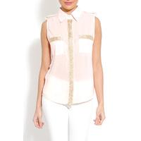 blush pink gold glitter blouse