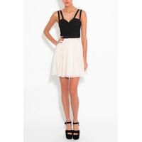 Black And Ivory Strap Chiffon Dress