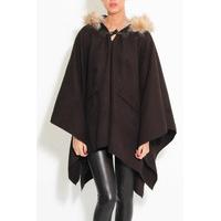 black fur hood cape