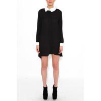 black shirt dress with white collar