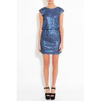 Blue Sequin Embellished Dress with Elasticated Waist