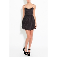 Black Floral Embossed Skater Dress