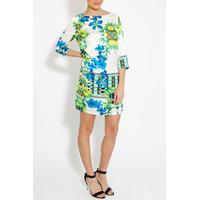 Blue And Green Floral Print Shift Dress