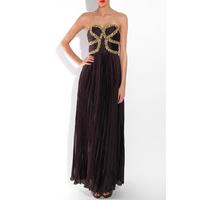 black gold detail pleated maxi dress