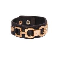 Black And Gold Buckle Band Bracelet