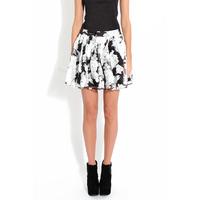Black and White Floral Print Prom Skirt