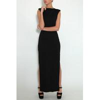 Black Double Split Detailed Back Maxi Dress