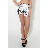 Black And White Tropical Print Skort