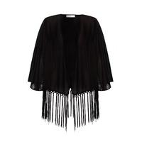 Black Fringe Trim Kimono