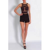 Black Mesh Insert Playsuit