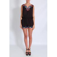 Black Embroidered Trim Playsuit