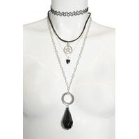 black and silver multi necklace pack