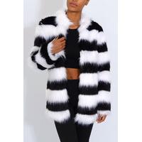 Black And White Faux Fur Coat