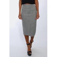 Black and White Stripe Panel Midi Skirt
