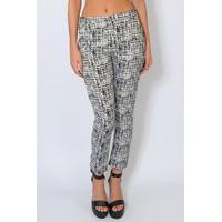 Black and White Gridlock Printed Trousers