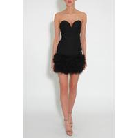 Black Feather Trim Sweetheart Dress