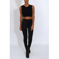 Black High Rise Zip Detail Pants