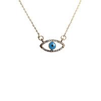 blue and gold eye necklace