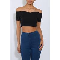 Black Bardot Crop Top