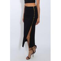 Black Zip Detail Maxi Skirt