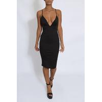 black cross back plunge dress