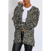 Black and White Loop Knit Cardigan