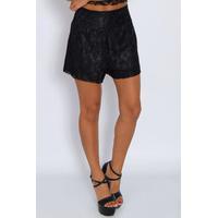 Black Lace Short Sleeve Co-Ord Shorts