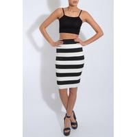 Black And White Stripe Bandage Tude Skirt