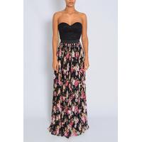 Black Floral Bustier Maxi Dress