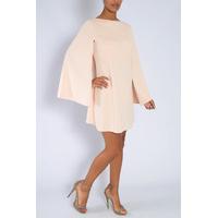 Blush Pink Cape Sleeve Shift Dress