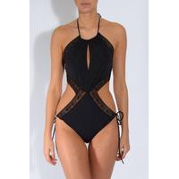 Black Cut Out Crochet Swimsuit